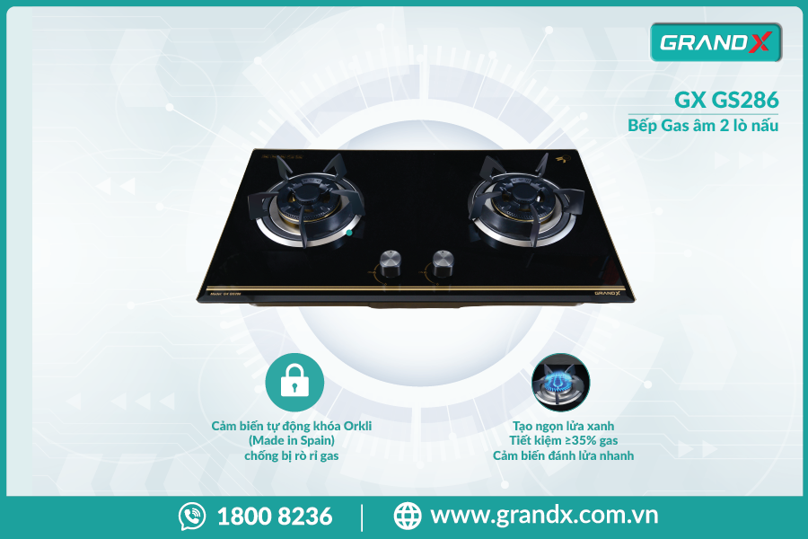 Bếp gas Grand X có cảm biển an toàn Orkli